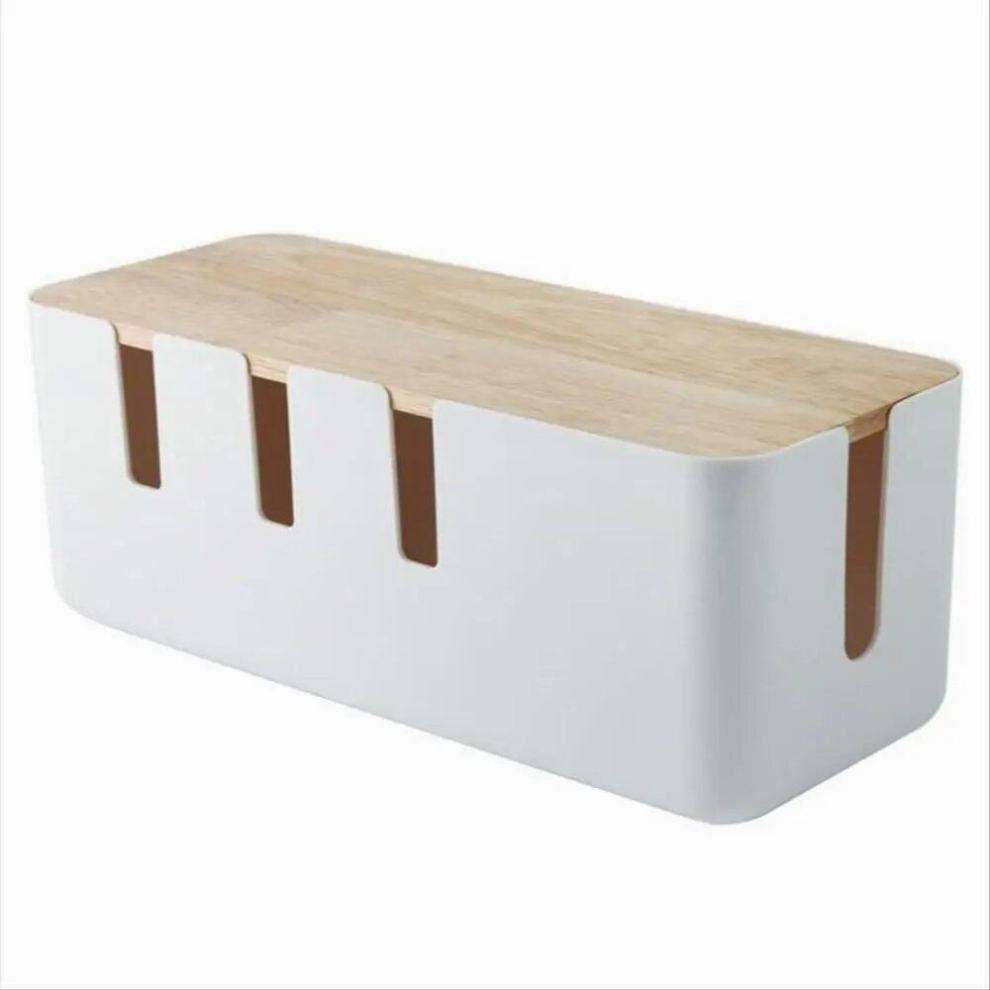 Wire Storage Box With Wooden Cover For Socket Cord Safe Cooling Heat Dissipation Cable Storage Finishing Case Cable Storage Box 885667187284