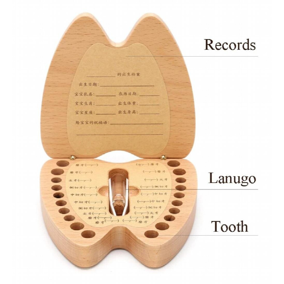 Solid Wooden Born Baby Tooth Box Milk Teeth Umbilical Lanugo Organizer Storage Chinese Style Boys Girls Souvenir Case Multicoloured