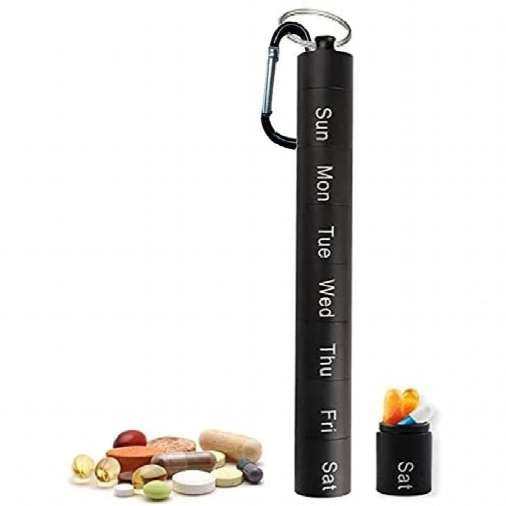 Black 7 Grids Pill Box 7 Days Weekly Pill Case Medicine Tablet Dispenser Organizer Splitters Storage Organizer Container Waterproof