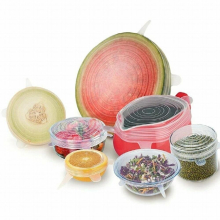 6 Pcs/Set Reusable Silicone Food Wrap Stretch Vacuum Seal Cover Saran Wrap Kitchen Organization Food Fresh Keeping Sealed lids