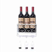Wall Mounted Iron Wine Rack Bottle Champagne Glass Holder Shelves Bar Accessory