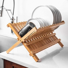 Nature Bamboo Dish Rack Bowls Holder Length Kitchen Storage Racks