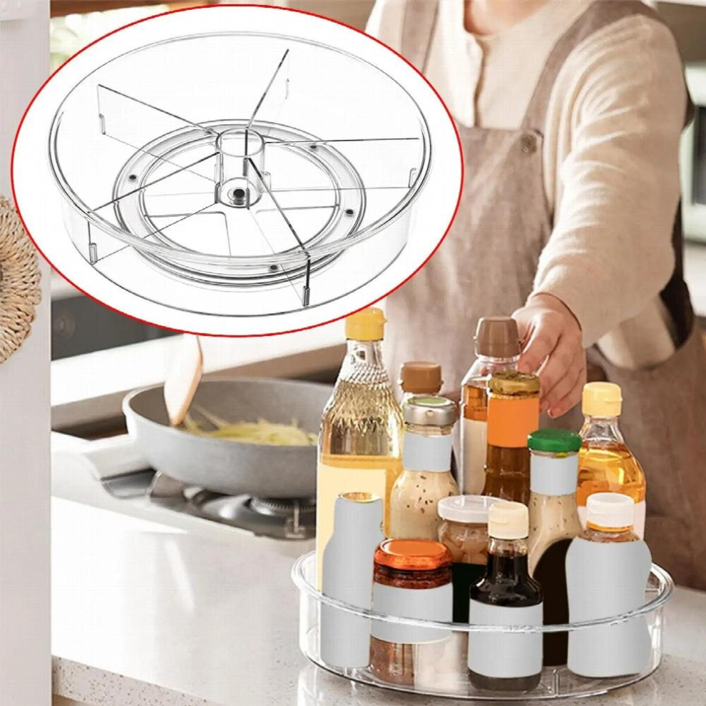 Multicoloured Turntable Kitchen Organizer Makeup Organizer Storage For Cupboard Fridge Kitchen Plastic Divided Storage Container Serving Tray