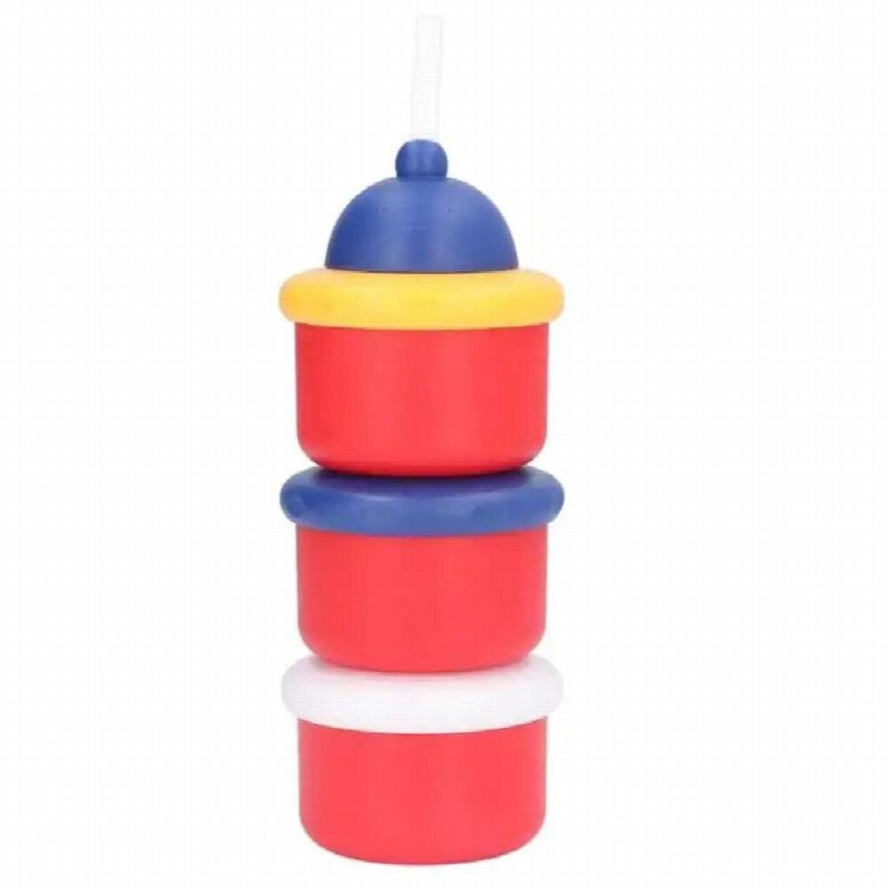 3 Layers Baby Formula Dispenser Large Capacity Independent Layering Stackable Milk Powder Dispenser For Outdoor Travelling Multicoloured