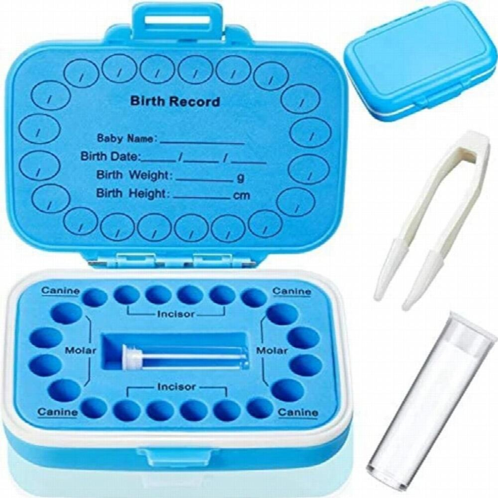 Baby Teeth Keepsake Box For Kids Teeth Saver Box Children Teeth Storage Holder Baby Teeth Organizer Deciduous Teeth Box Blue