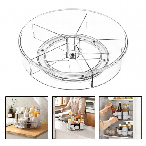 Clear Round Turntable Kitchen Organizer Rotating Rack Storage Container Holder 2