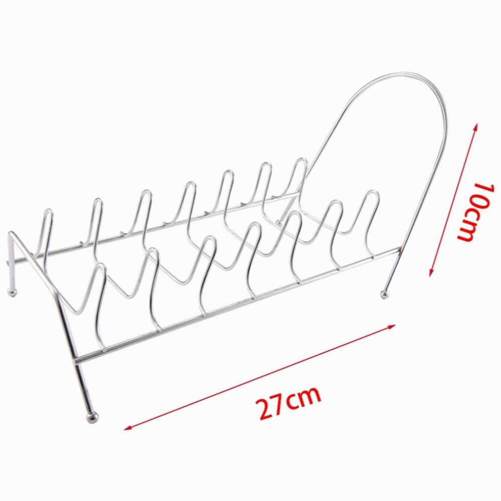 Kitchen Drainer Dish Rack Stainless Steel 7 Slots Plates Pans Storage Shelf Sink Countertop Pot Lid Holder Bowl Dish Drying Rack