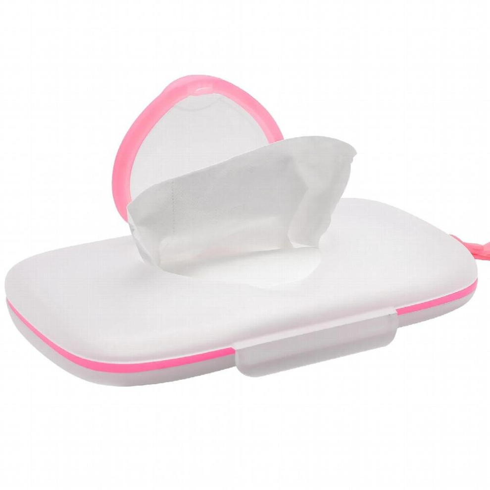 Baby Wipes Dispenser Travel Case Wipe Holder Portable Outdoor Refillable Flushable Container Pink