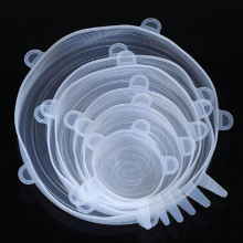 6PCS Round Square Lid Silicone Cover Elastic Food Fresh Caps Seal Bowl Wrap Stretch Lids Reusable Cover For Kitchen Accessories