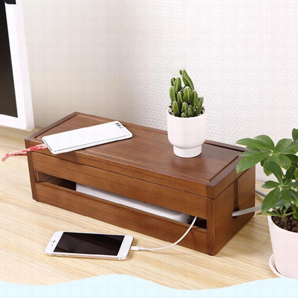 Cable Management Box Wood Cord Organizer Conceal Extension Cover Office 885667285812