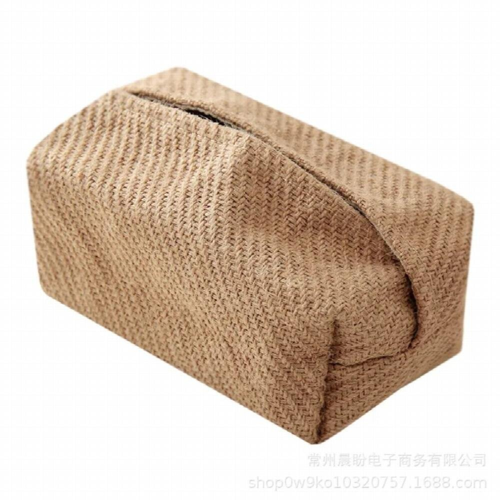 Tissue Box Natural Jute Cotton and Linen Cloth Art Car with Suction Paper Box Storage Bag Family Living Room Table Use-image-OPC-PCS79FV-NEW