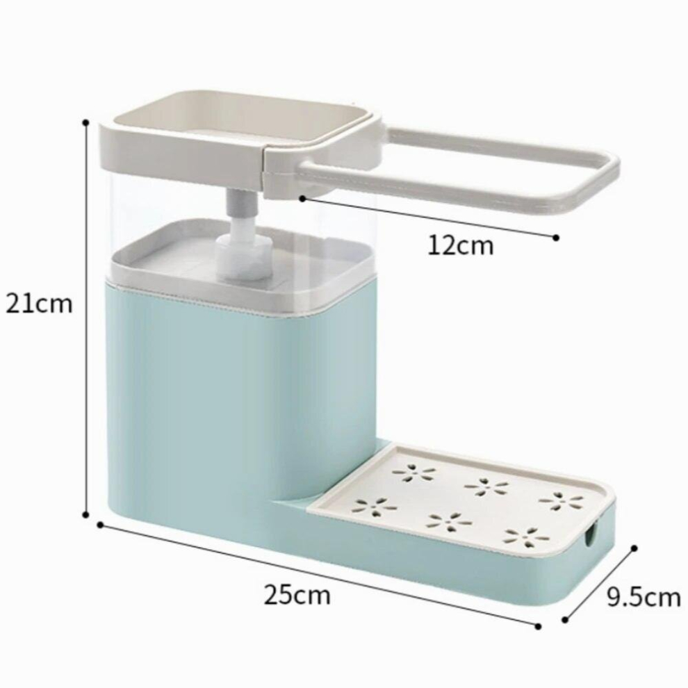 Liquid Soap Box Multifunctional Detergent Dispenser Press Sponge Storage Holder Kitchen Organizer Drain Sink Towel Bar Shelf 885667303790