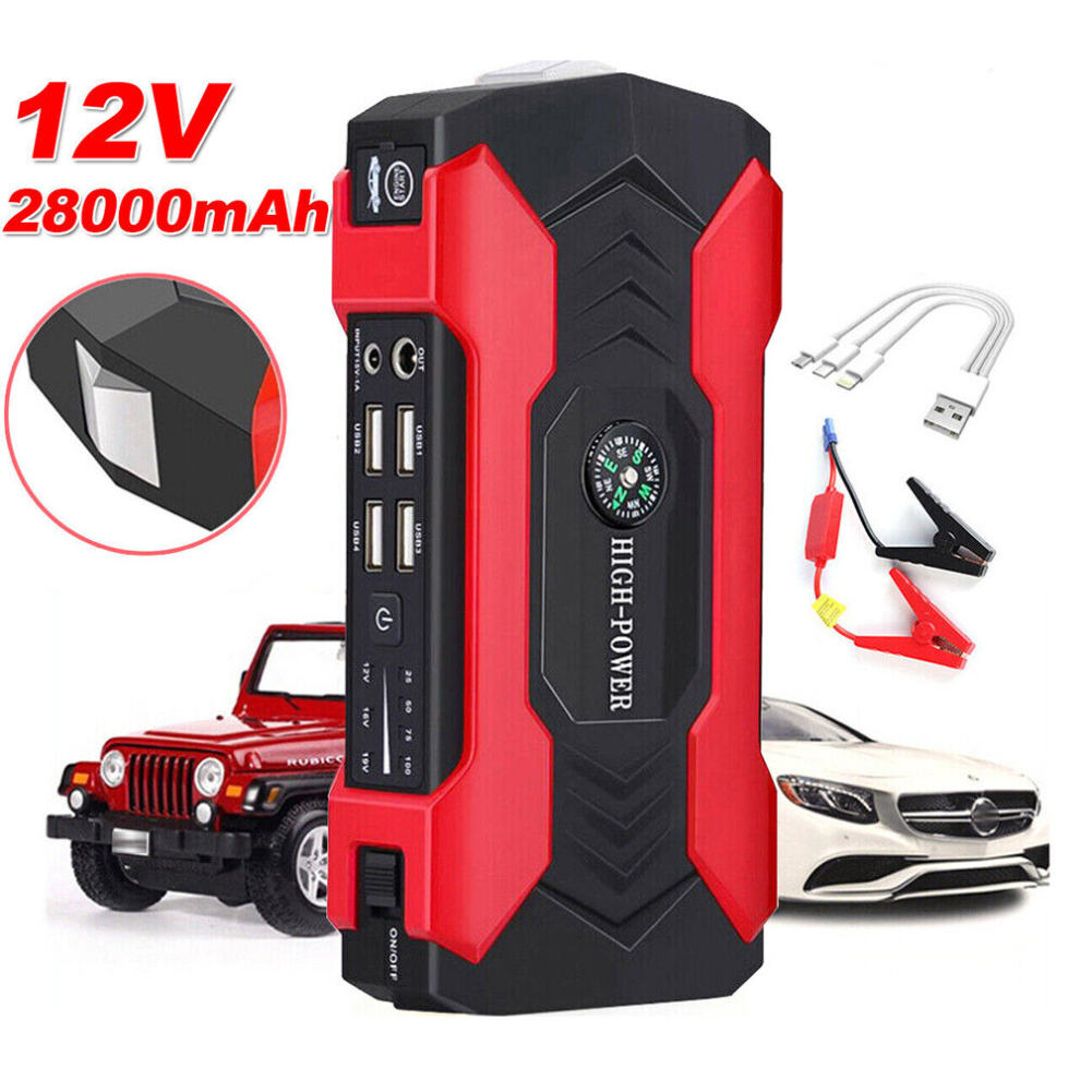 28000mAh 800A Car Jump Starter Booster Emergency Start Power Bank USB