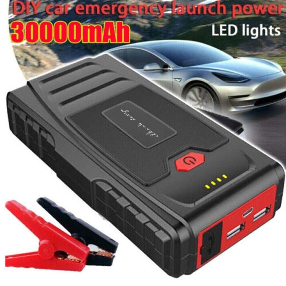 30000mAh 12V Emergency Start Power Bank Car Jump Starter Booster Tool