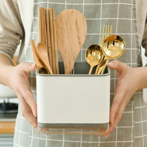 Kitchen Drain Chopsticks Cage Plastic Cutlery Storage Holder Drainer Spoon Fork Shelf Tableware Desktop Partition Rack 2