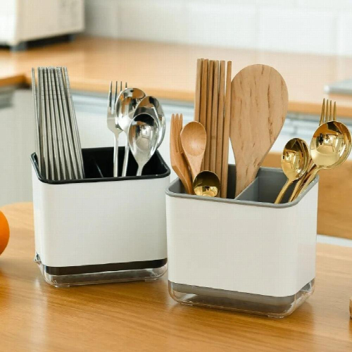 Kitchen Drain Chopsticks Cage Plastic Cutlery Storage Holder Drainer Spoon Fork Shelf Tableware Desktop Partition Rack 1