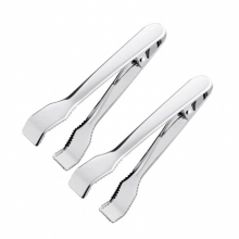 2 Pcs Stainless Steel Ice Tongs with Sawteeth for Ice Bucket Ice Sugar Cubes Coffee Bar Food Serving