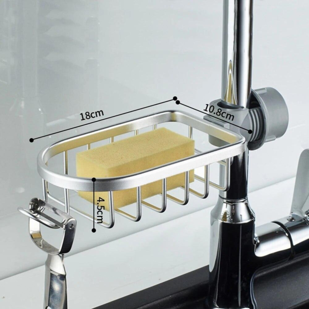 Kitchen Space Aluminum Sink Drain Rack Sponge Storage Faucet Holder Soap Drainer Shelf Basket Organizer Bathroom Accessories 885667321831
