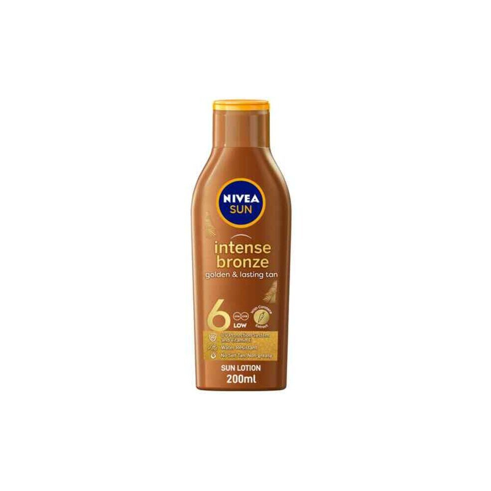 NIVEA SUN Tanning Lotion Moisturiser  Intense Bronze with Vitamine E SPF 6 For All Skin Types  200ml