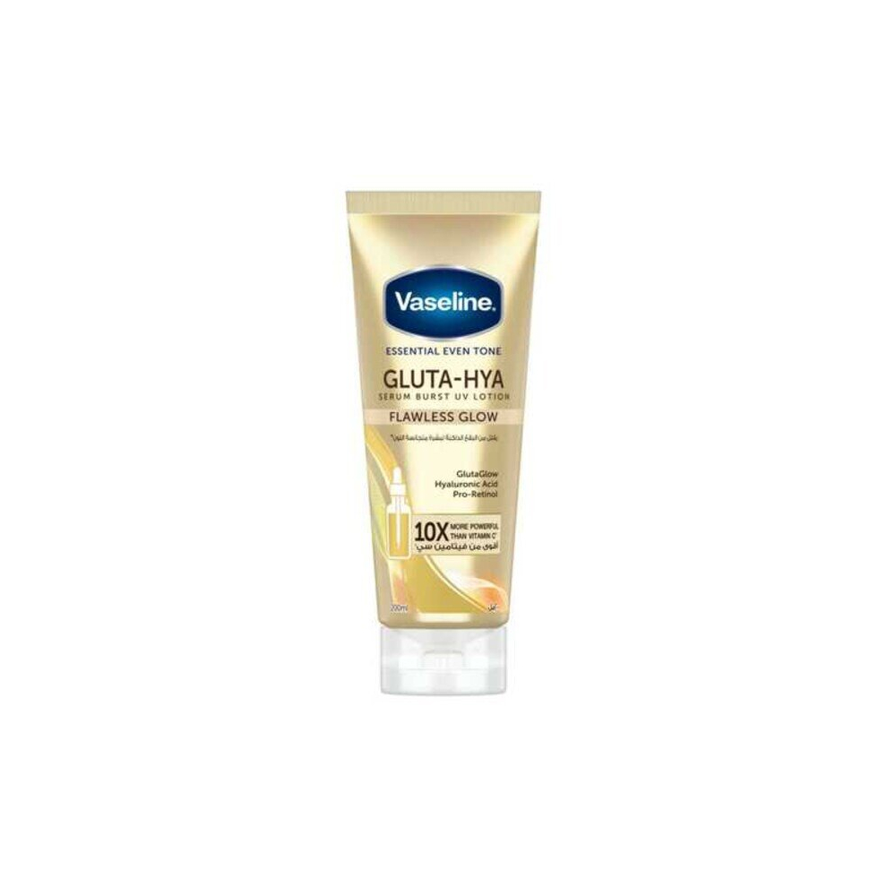 Vaseline Essential Even Tone Body Lotion Flawless Glow Gluta-Hya Serum Burst UV Moisturiser 200ml