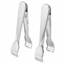 2 Pcs Stainless Steel Ice Tongs With Sawteeth For Ice Bucket Ice Sugar Cubes Coffee Bar Food Serving