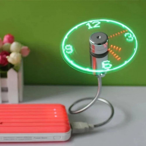 Mini USB Fan Portable Gadgets Flexible Gooseneck LED Clock Laptop Notebook Real Time Display Durable Adjustable 2