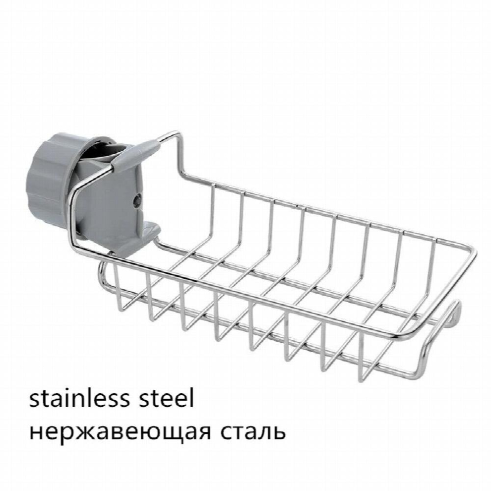 Kitchen Stainless Steel Sink Organizer Faucet Sink Holder Shelf Soap Sponge Drain Basket Racks Bathroom Storage Hanging Rack 885667342096