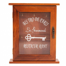 Vintage European Style Wooden Key Storage Cabinet Key Holder Box With Hanging Hooks