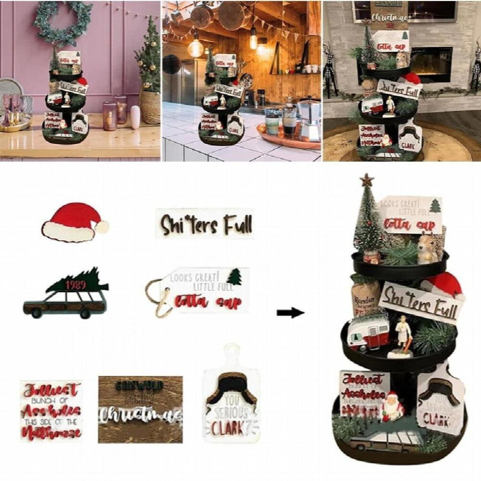 7pcs Christmas Wooden Tiered Tray Decoration Wooden Sign Living Room Christmas Interior Creative Tabletop Decoration-image-OPC-PCS7Z6D-NEW