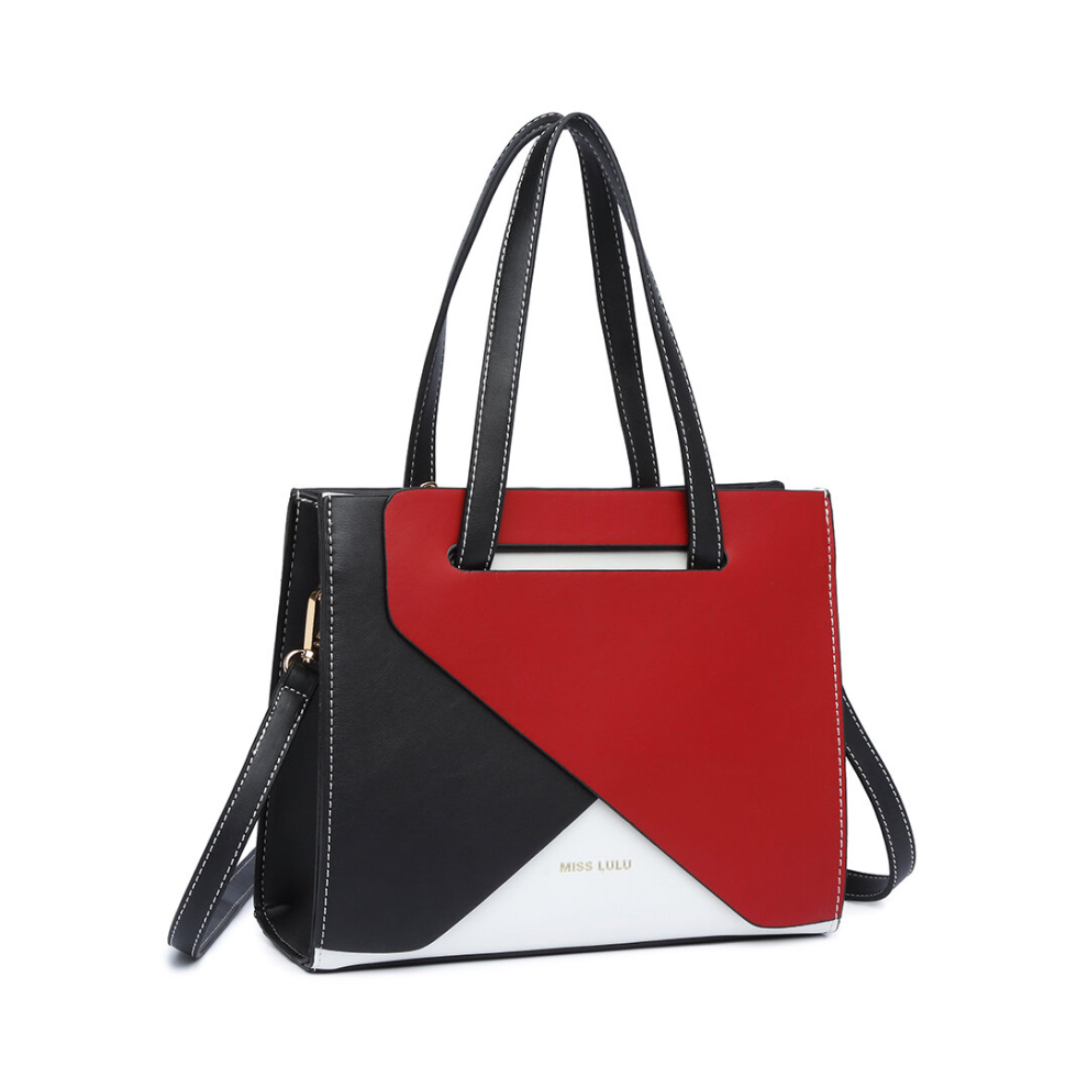 (Red) MISS LULU CONTRAST PANEL Water Resistant SHOULDER BAG