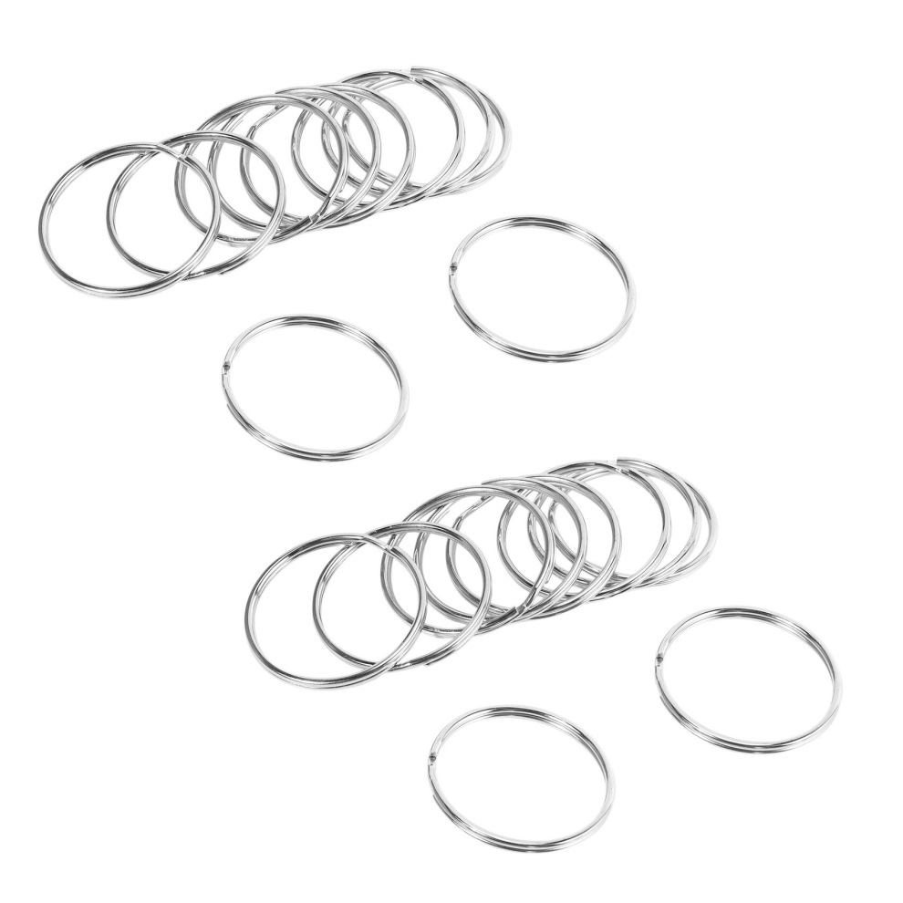 20X Quality 50mm Keyring Split Ring Set Heavy Duty Nickel Key Loop Sprung Hoop