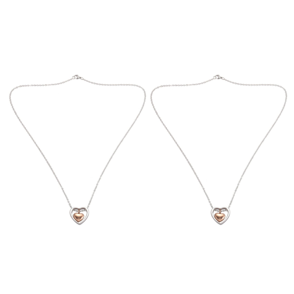 2X Double Heart Rose Gold Cremation Urn Necklace Pendant Funnel Fill Kit Keepsake Memorial Ashes