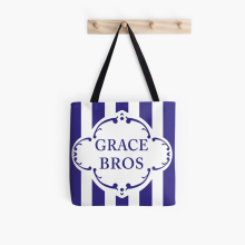 Tote Bags Are You Being Served?  Grace Bros. Logo Grocery for School Library Gym