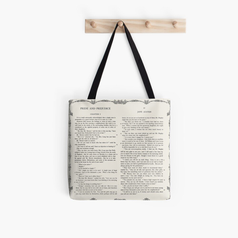 Bearlad Unisex Tote Bags Pride And Prejudice Pages Grocery For School Library Gym