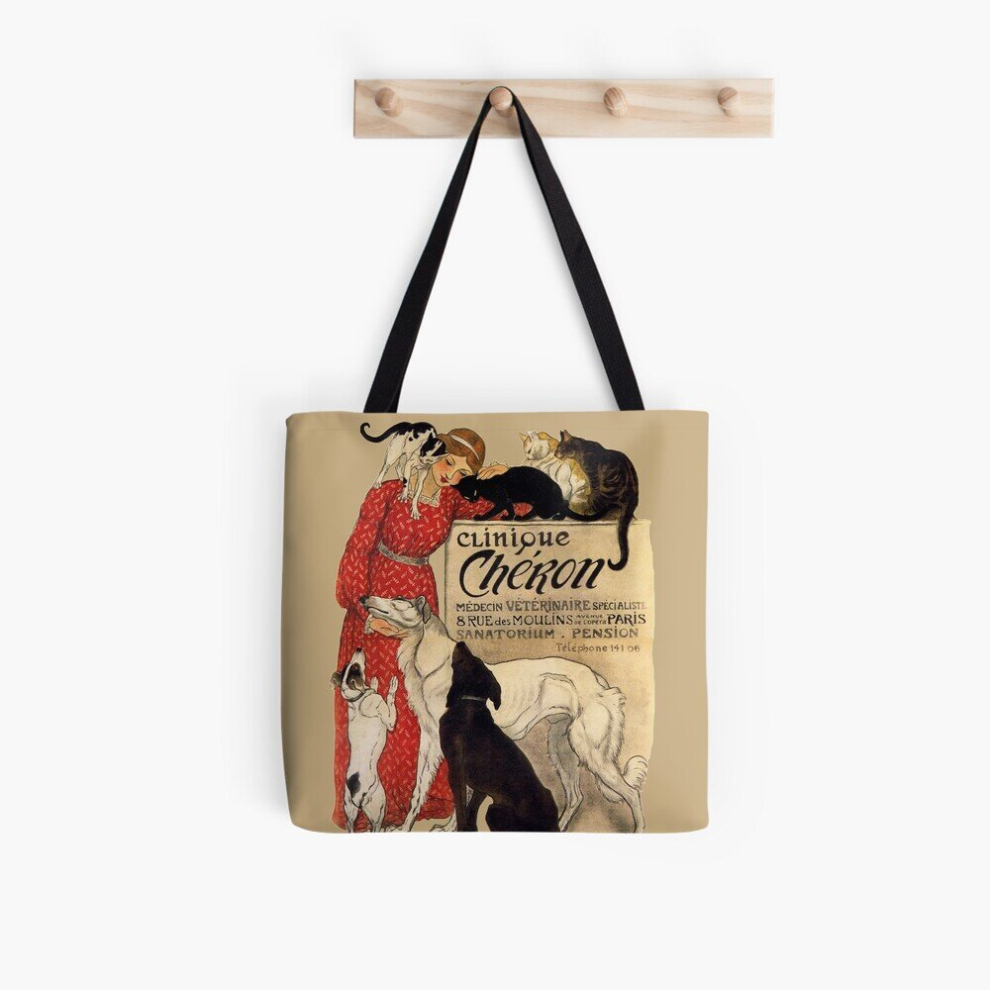 Tote Bags Clinique Cheron Vintage Borzoi Art Grocery for School Library Gym