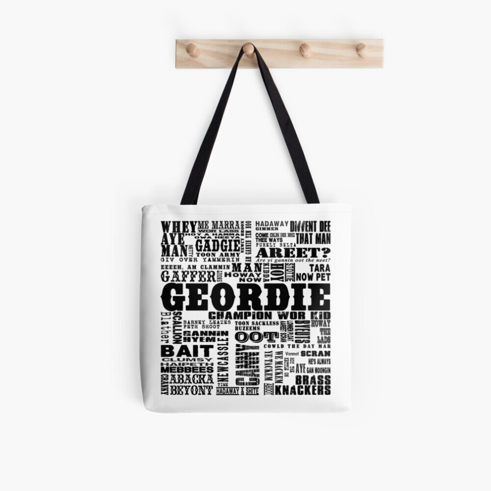 Tote Bags Geordie Sayings Print Black Grocery for School Library Gym