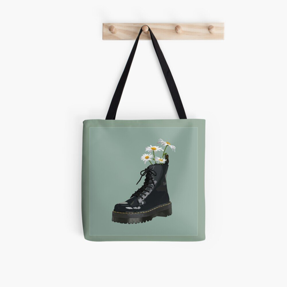 Tote Bags Dr. Martens boot with flowers Grocery for School Library Gym