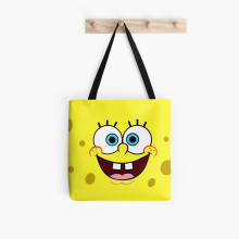 SpongeBob Tote Bags - Eco-Friendly Reusable 100% Polyester Double-Sided Tote for Grocery, School, Library & Gym