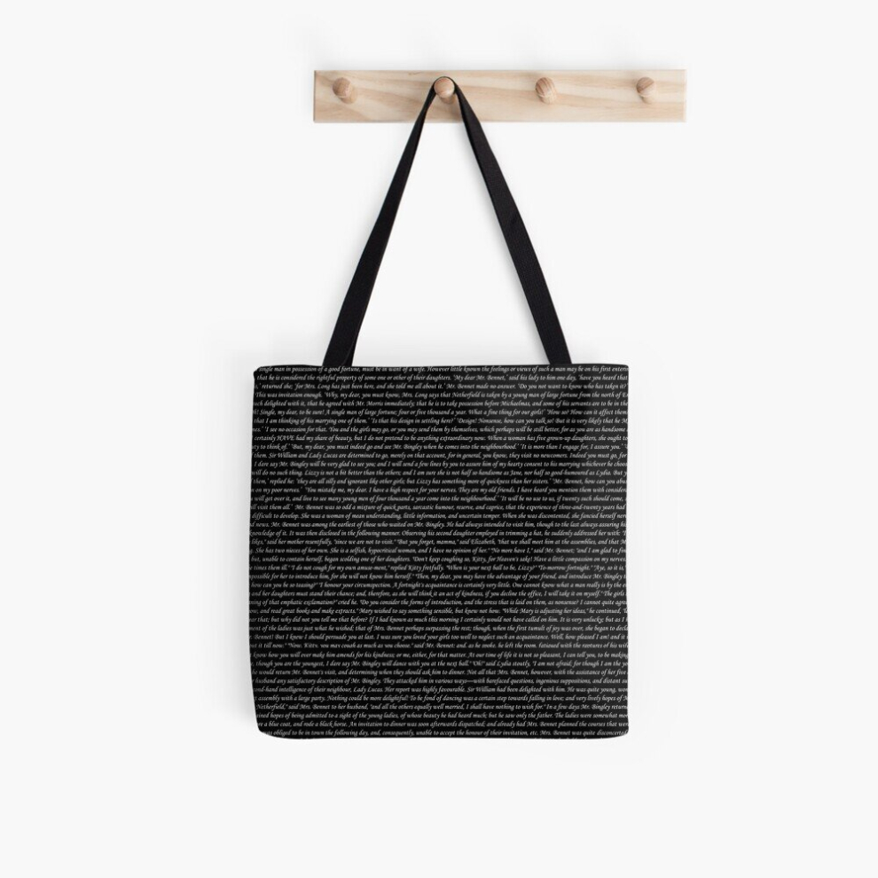 Bearlad Unisex Tote Bags Pride And Prejudice Text Grocery For School Library Gym