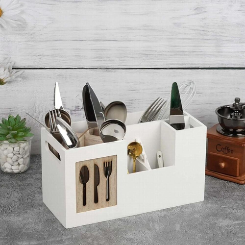 Kitchen Cutlery Holder with Dividers Rack Shelf for Kitchen Table Tableware Holds Fork