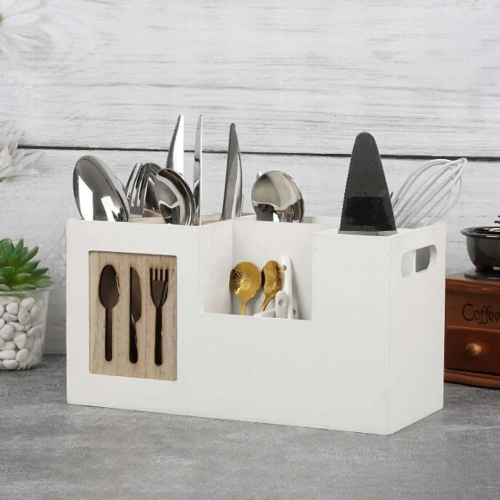 Kitchen Cutlery Holder with Dividers Rack Shelf for Kitchen Table Tableware Holds Fork 1