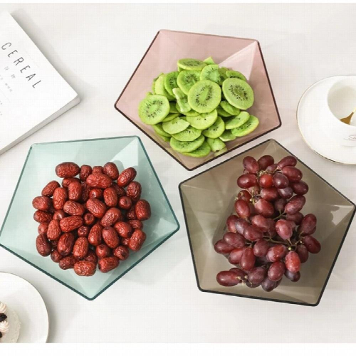 Transparent Multi-function Multi-purpose Thickened Candy Dish, Dried Fruit Dish, Striped Snack Bowl, Plastic Fruit Plate 1