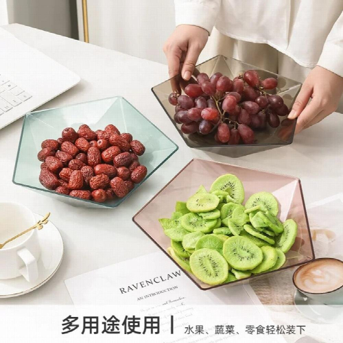 Transparent Multi-function Multi-purpose Thickened Candy Dish, Dried Fruit Dish, Striped Snack Bowl, Plastic Fruit Plate 2