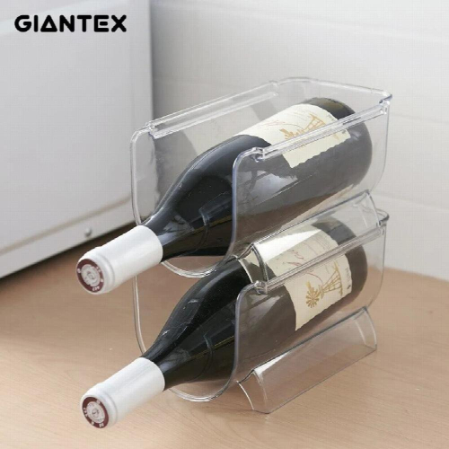Kitchen Refrigerator Organizer Wine Beer Bottle Storage Rack Stackable Bottle Holder Countertop Storage Shelf Space Saving 1