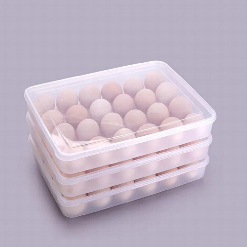 3Pcs Covered Egg Holders Stackable Plastic Storage Tray Food Fresh-keeping Anti-Collision Dispenser Kitchen Refrigerator 2