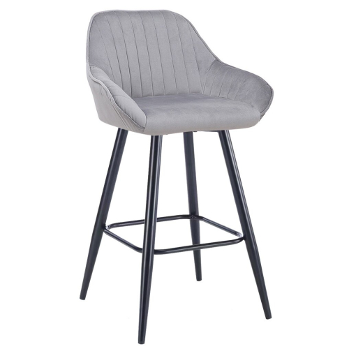 Velluto Velvet Grey Kitchen Bar Stool