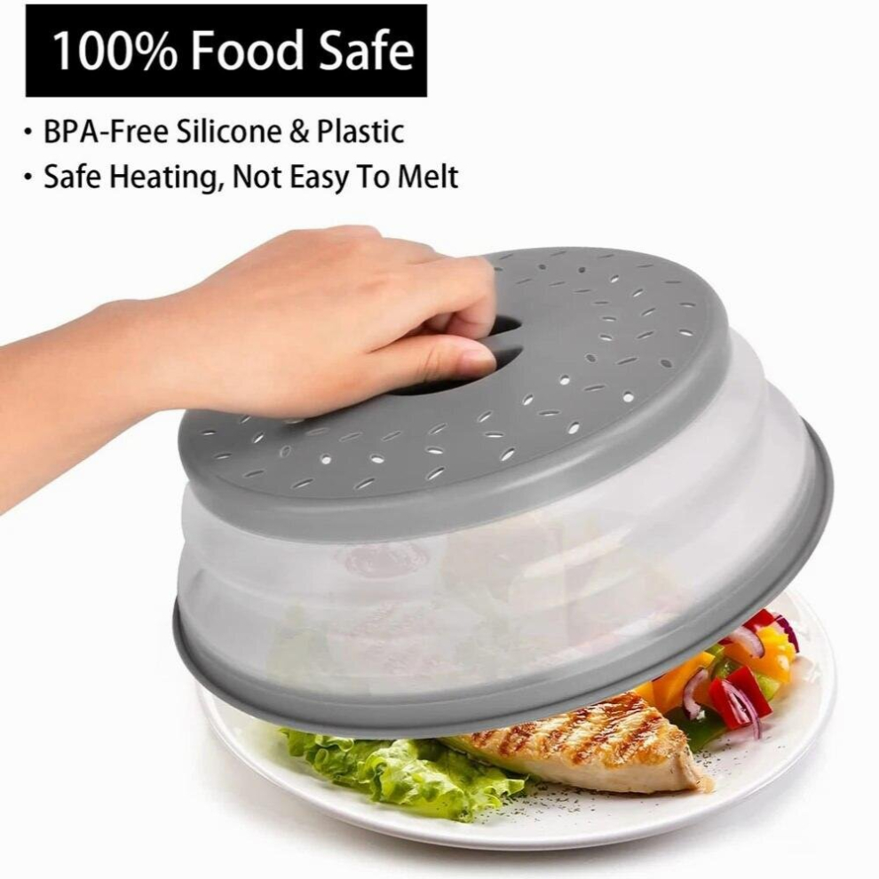 Hanging Fruit Drainer Basket Easy Storage Anti Splash Gray Dishwasher Safe Cabinet Microwave Splatter Cover Vented Collapsible Multicoloured