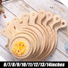 Restaurant Cafe Pizza Plates Round Wooden Kitchenware Handle Bread Tray Food Cutting Board Kitchenware