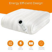 (160X130cm) Electric Heated Under Blanket Fast Heat, Comfort Control, Cosy & Washable
