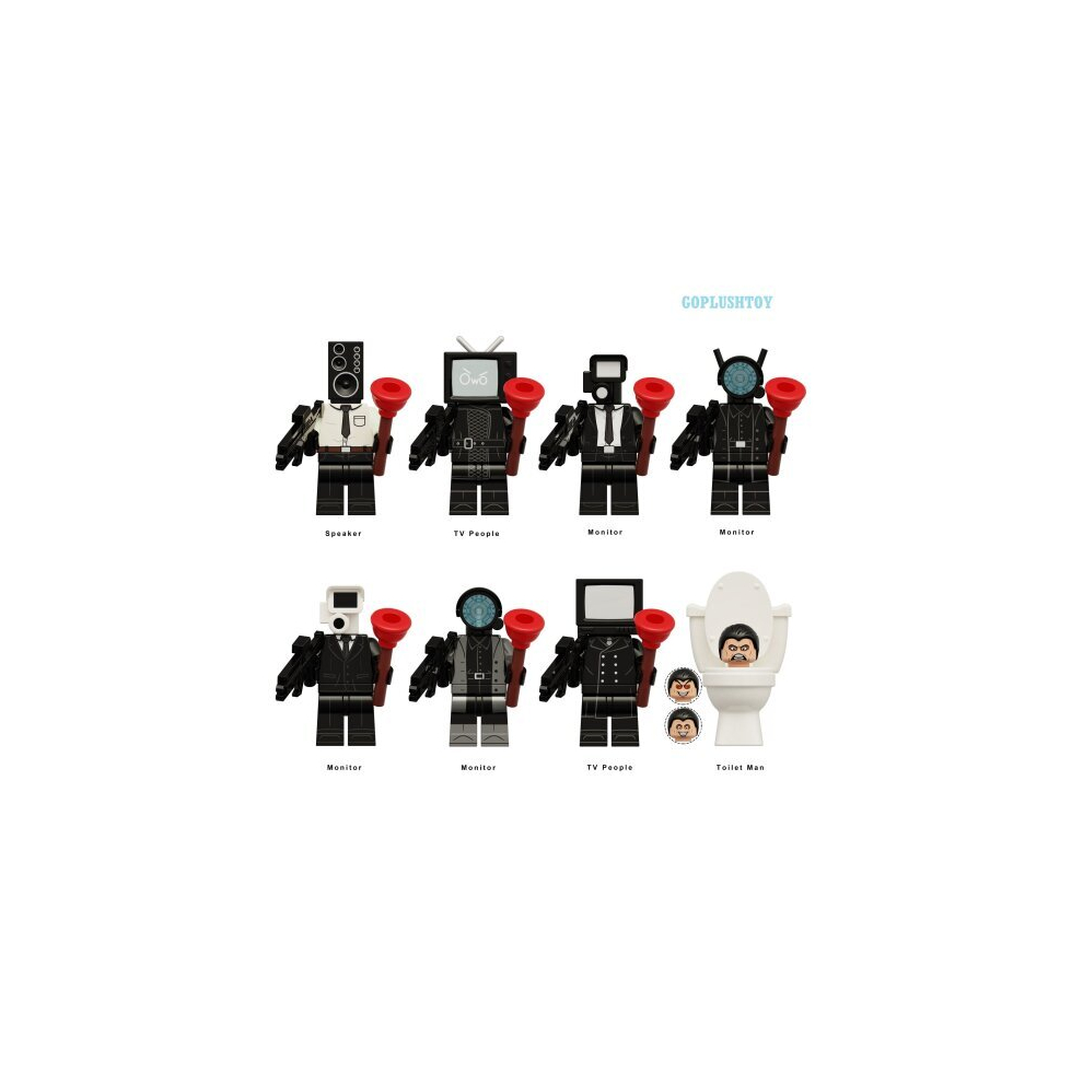 8pcs Toilet Skibidi Building Blocks Tv Monitor Cameradiy Minifigures Toys